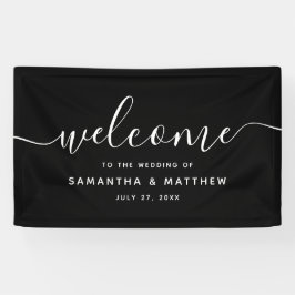 Lona Guión minimalista negro Bienvenidos a la boda