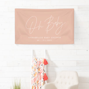 Lona Guión para la ducha de bebé elegante rosa moderno