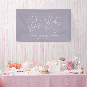 Lona Guión para la ducha de bebé lilac moderno púrpura 