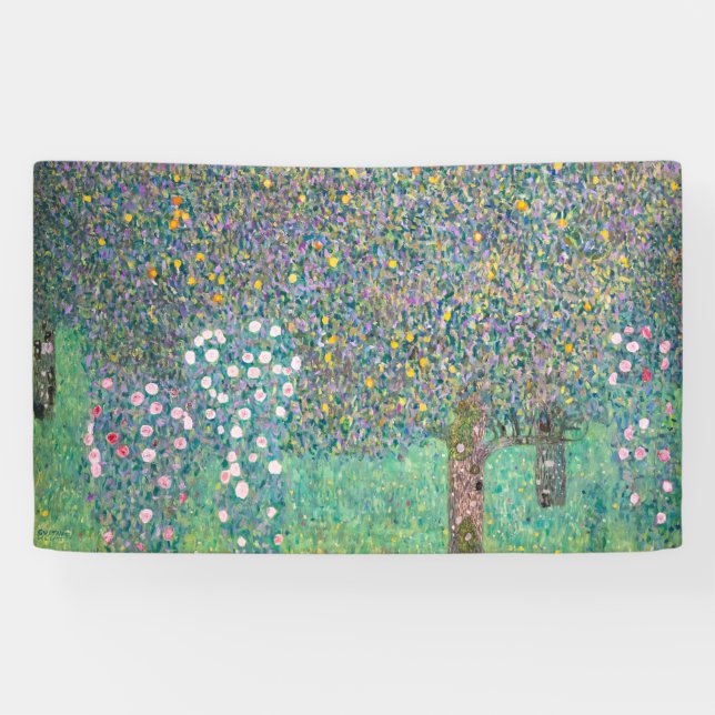 Lona Gustav Klimt - Rosebushes bajo los árboles (Horizontal)