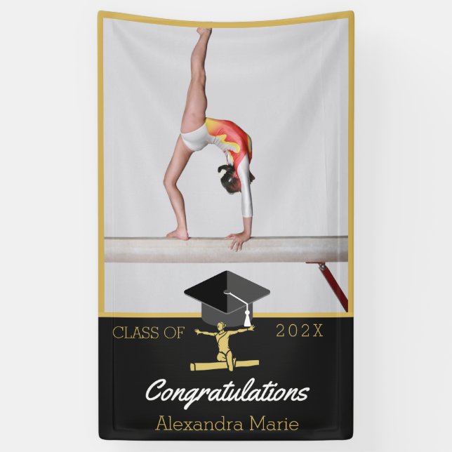 Lona Gymnast Athlete felicitación graduado Foto (Vertical)