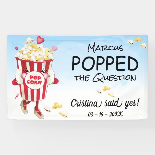 Lona Hacer La Pregunta Compromiso Con Popcorn (Horizontal)