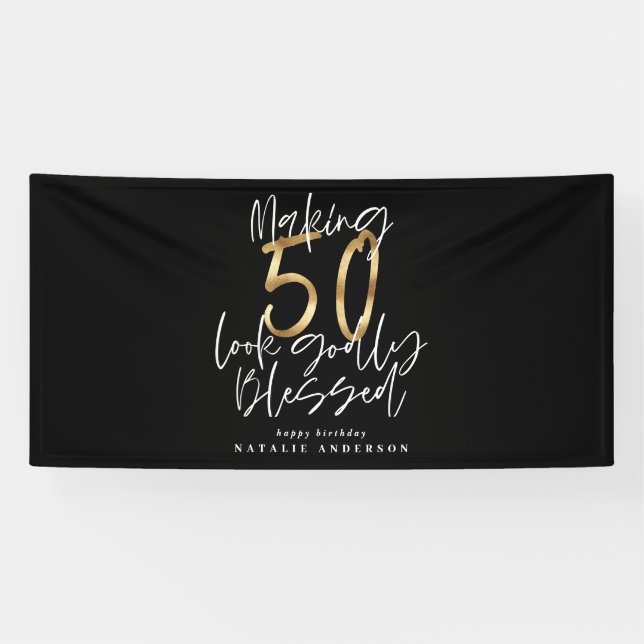 Lona hacer que 50 parezca un cumpleaños bendecido y div (Horizontal)