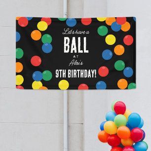 Lona Hagamos una fiesta de cumpleaños de bola colorida