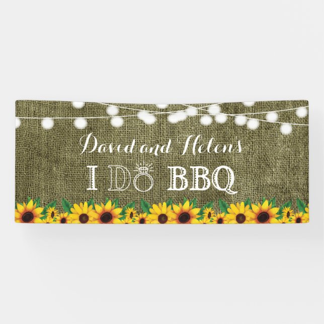 Lona Hago BBQ Banner de compromiso Boda de Burlap giras (Horizontal)