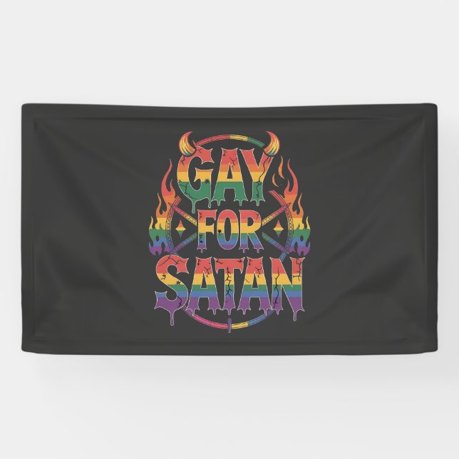 Lona Hail Gay Satan Rainbow Baphomet Devil Goe LGBTQ (Horizontal)
