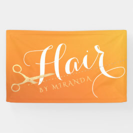 Lona Hairstylist Makeup Salon Moda Naranja Tijeras de o
