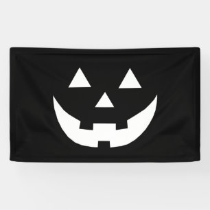 Lona Halloween blanco negro Jack o linterna aterrador