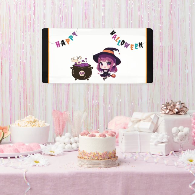 Lona Halloween/bruja/otoño/octubre (Fiesta)