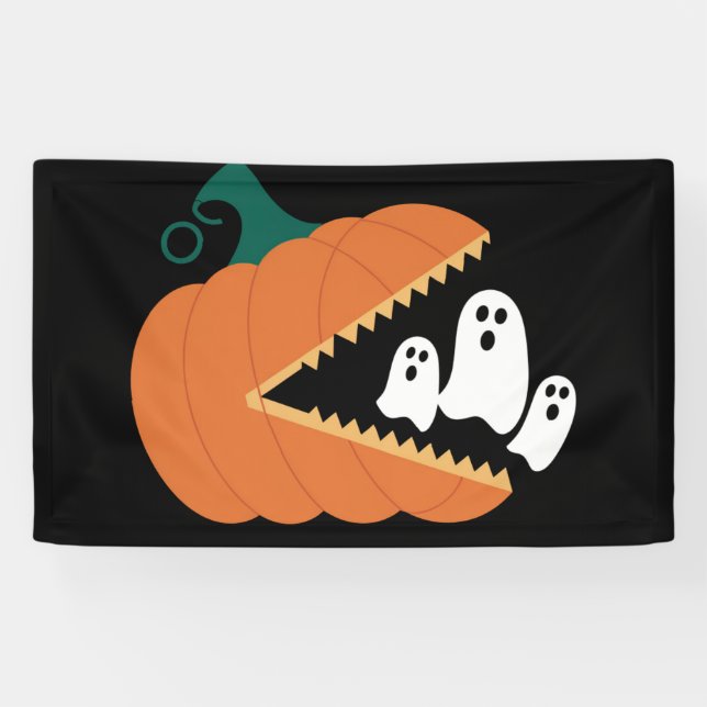 Lona Halloween Calabaza Funny Fantasma Niños (Horizontal)