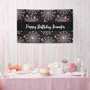 Lona Halloween Cobwebs & Spiders Pattern Cumpleaños
