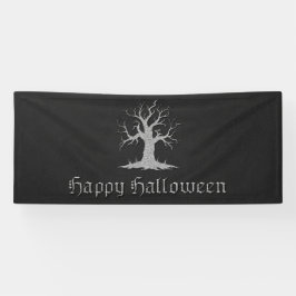 Lona Halloween con árbol plateado