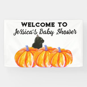Lona Halloween Cumpkin Negro gato Baby Shower
