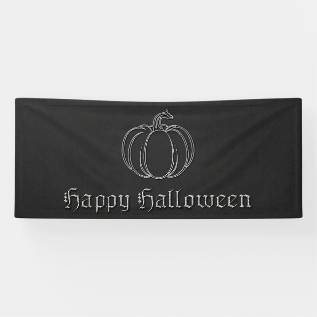 Lona Halloween de calabaza de plata (Horizontal)