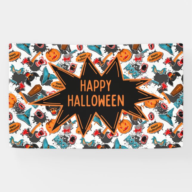 Lona Halloween de Cómic Retro (Horizontal)