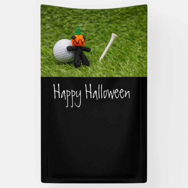 Lona Halloween de golf con fantasma de calabaza (Vertical)