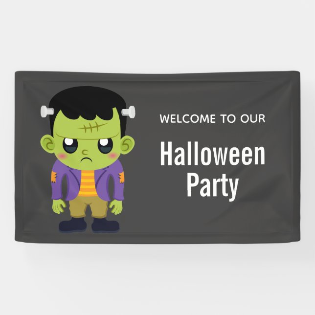 Lona Halloween de Monstruo Frankenstein Verde (Horizontal)