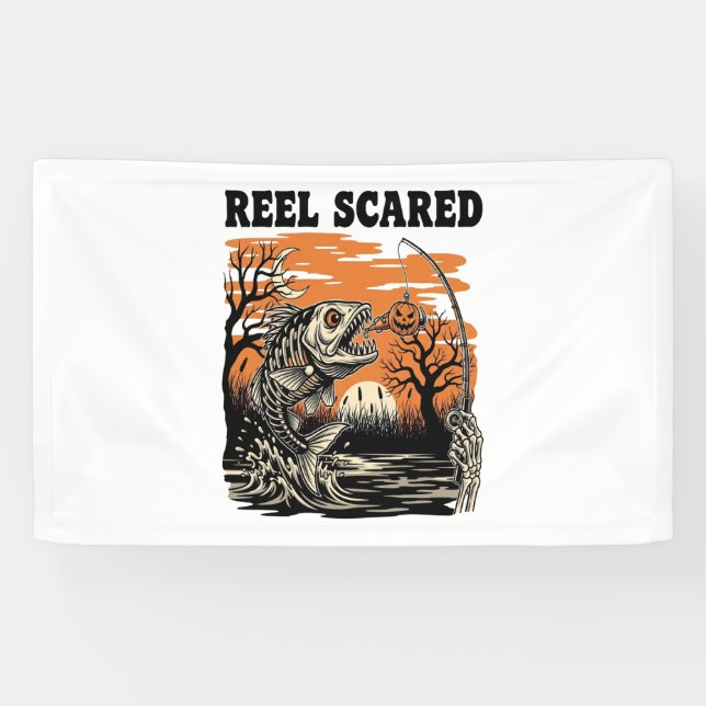 Lona Halloween de Pesca para Niños Pequeños (Horizontal)