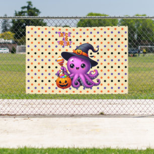 Lona Halloween de pulpo truco o truco