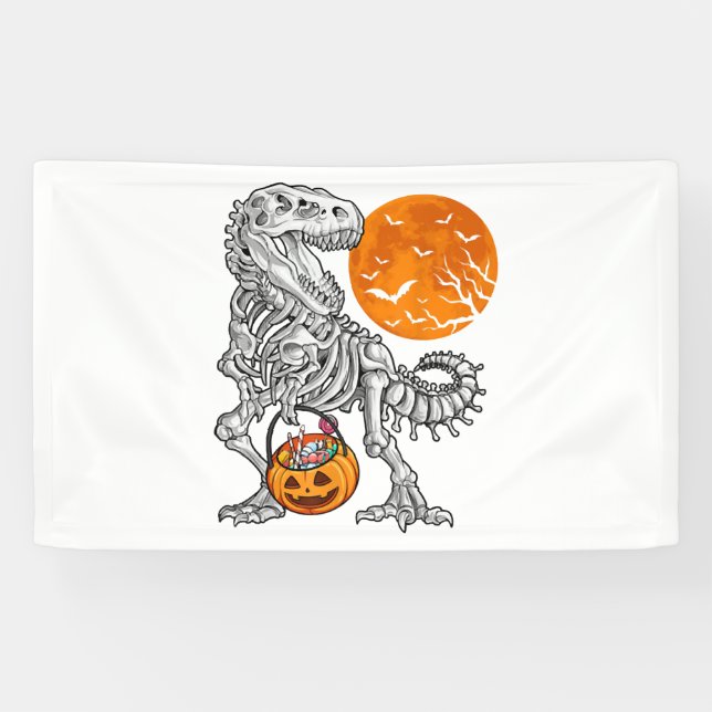 Lona Halloween es para niños Dinosaur Skeleton T rex (Horizontal)