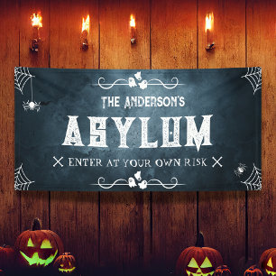 Lona Halloween Familia Asilo Gracioso Húnted House Spoo