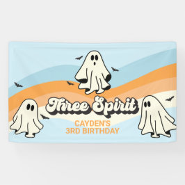 Lona Halloween Fantasma Retro Espíritu Tres Azules