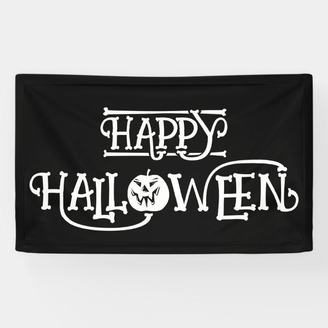 Lona Halloween Feliz para los negros y los blancos (Horizontal)