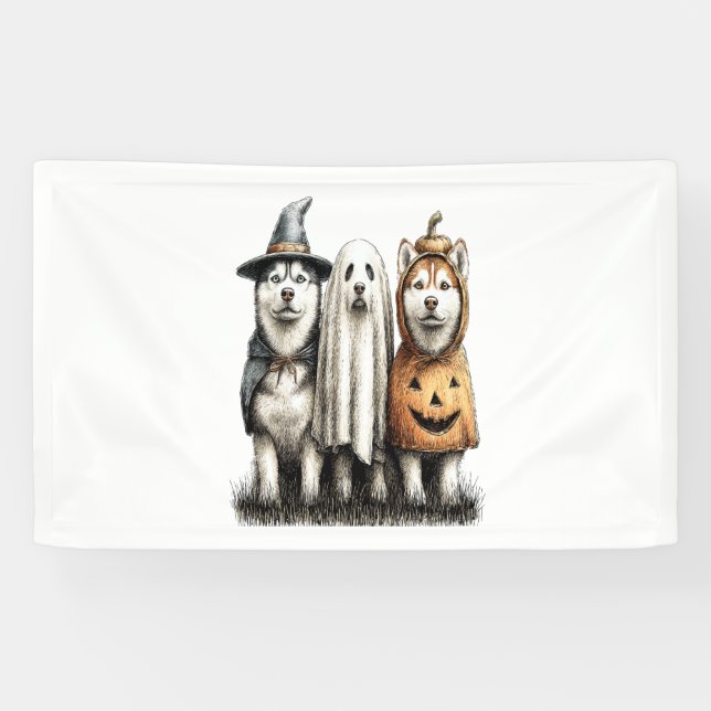 Lona Halloween Ghost Siberian Husky Dog (Horizontal)