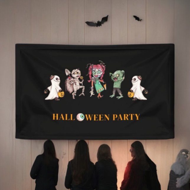 Lona Halloween infantil espeluznante (halloween party banner )