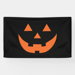 Lona Halloween naranja negro Jack o linterna cara de ca