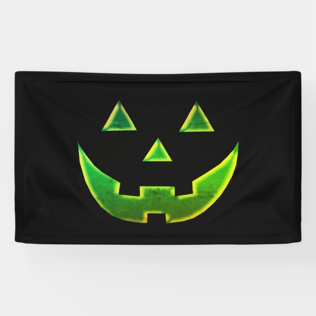 Lona Halloween neón verde negro Jack o calabaza de lint (Horizontal)