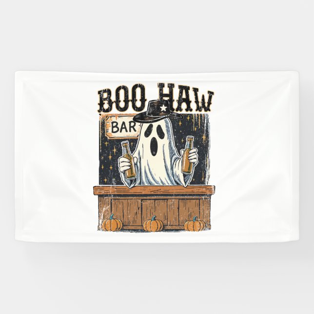 Lona Halloween Occidental retro de Boo Haw (Horizontal)