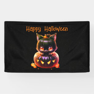 Lona Halloween Party Black Cat Pumpkin Horror