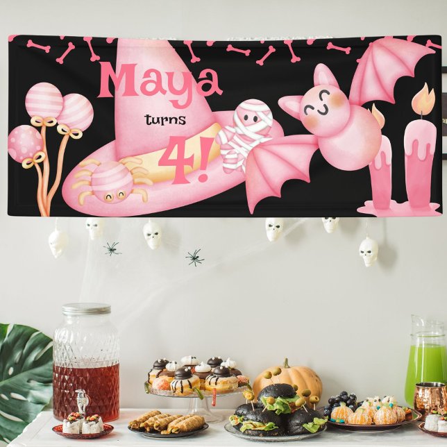 Lona Halloween rosa adorables brujas cumpleaños gorra (Witches brew and everything cute for a pink halloween bash
)