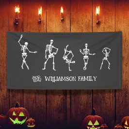Lona Halloween Skeletons Familia de 5 Personalizados No