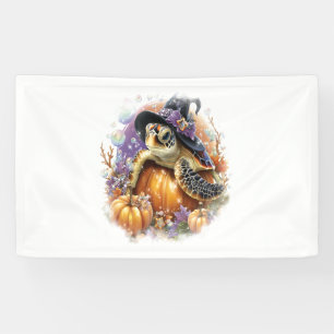 Lona Halloween sobre el mar de las tortugas marinas