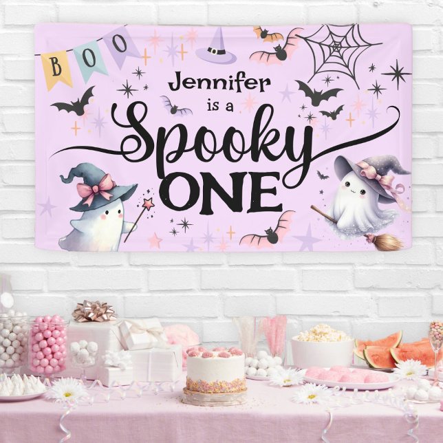 Lona Halloween Spooky One Cute Ghost Primer Fiesta de c (Subido por el creador)