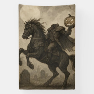 Lona Halloween vintage/gótico de jinetes sin cabeza/oto