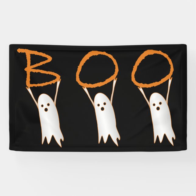Lona Halloween whimsical ghosts "BOO" (Horizontal)