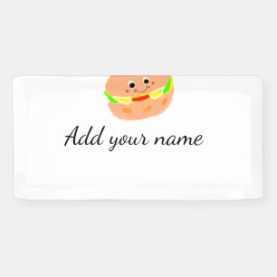 Lona Hamburguesa naranja acuarela añadir nombre texto c