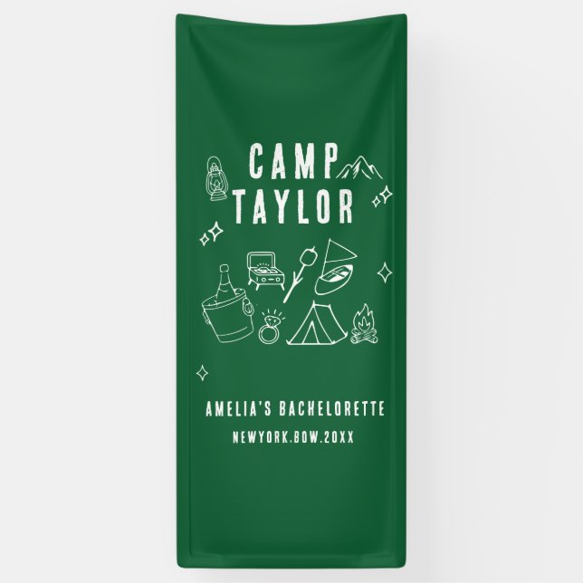 Lona Hand drawn Camp Bachelorette personalizada (Vertical)