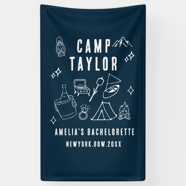 Lona Hand drawn Camp Bachelorette personalizado (Vertical)