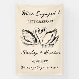 Lona hand drawn Couple Swan Whimsical Wedding