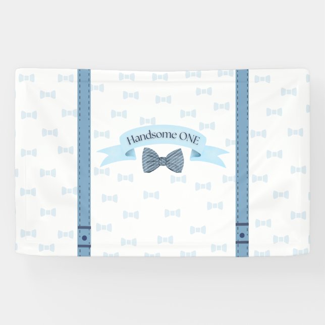 Lona Handsome One Baby Boy First Birthday Banner (Horizontal)