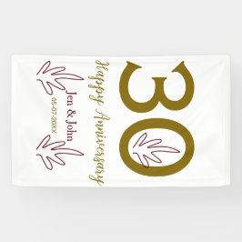 Lona Happy 30th anniversary name date golden red leaf