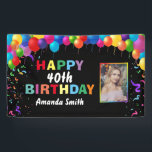 Lona Happy 40th Birthday Colorful Balloons Confetti<br><div class="desc">Happy 40th Birthday Colorful Balloons Confetti Photo Banner. For further customization,  please click the "Customize it" button and use our design tool to modify this template.</div>