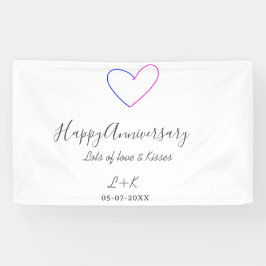 Lona Happy anniversary pink blue heart name date simple
