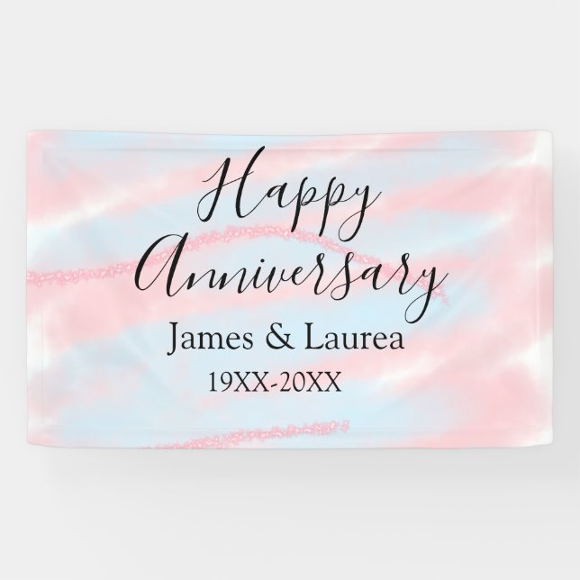 Lona Happy anniversary wedding name date year pastel  (Horizontal)