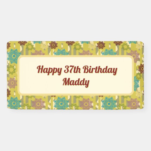 Lona Happy Any Age Birthday Urban Floral Pattern (Horizontal)