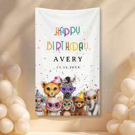 Lona HAPPY BIRTDAY! Zoo Kids Birthday Banner